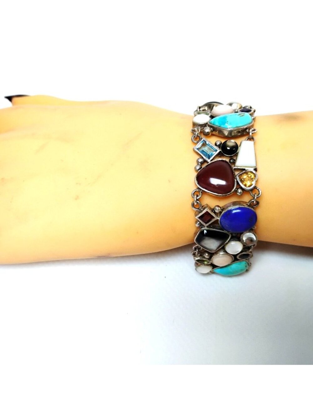 Sterling Silver Multi-Stone Bracelet Size 7.5 Nicky Butler Syle